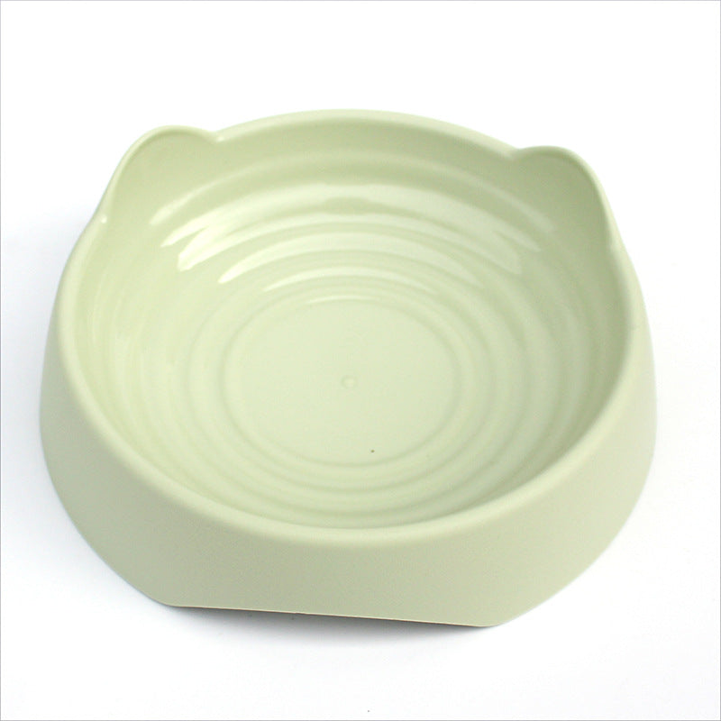 Green cat-shaped slow feeder pet bowl